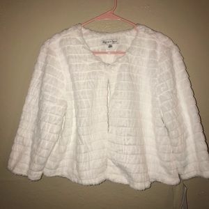 White Faux Fur Shawl Coat
